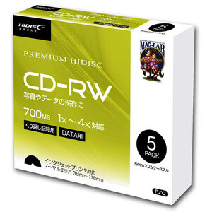 同梱可能 CD-RW 繰り返しデータ用 1-4倍速 5mmスリムケース入り5枚パック HIDISC HDCRW80YP5SC/0737ｘ１個