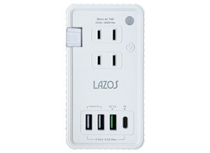 AC power supply tap &USB charger maximum output 50W cable storage type tap &AC charger Lazos L-PSAC-W2/6691