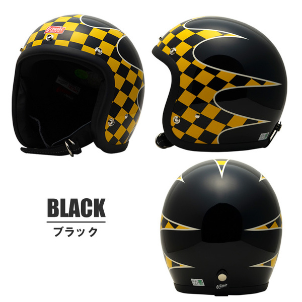 【GREASER HELMETS／グリーサー】Mサイズ　 スモールヘルメット “CHECKER”　ランブル