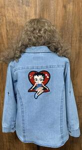 N288/ベティ Bettyboop デニム シャツ 長袖 半袖 アメリカン カジュアル レトロ ロック ロカビリー ビンテージ vintage used 古着/club723