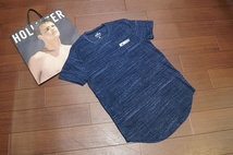 ◆◇★Hollister 杢調柄 バックプリント Tシャツ 半袖/S/ネイビー/メンズ ホリスター アバクロ ラウンドT カットソー◇◆_画像3