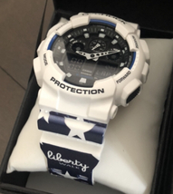 G-SHOCK LIBERTY WALK カスタム 白 ネイビー 星柄 デジアナ LB WORKS コラボ 改造車 カスタムカー ブランド GA-100 アナデジ CASIO GA-100_画像1