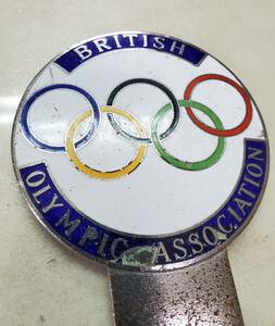 ■■■BRITISH OLYMPIC ASSOCIATION■■■希少1960年代頃イギリスオリンピック委員会五輪マークのカーバッジ　BMCミニ　クラシックミニ