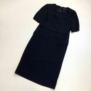 美品 YUKI TORII ユキトリイ フォーマル 半袖 ワンピース 礼服 レディース 大きいサイズ 11号 L ブラック 黒