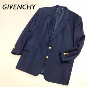 【抜群なシルエット】イタリア製 GIVENCHY ジバンシー 金ボタン テーラードジャケット メンズ 48 L ネイビー 紺 アイビー フレッピー