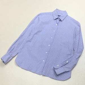 美品 Maker’s Shirt メーカズシャツ 鎌倉シャツ 総柄 長袖 デザインシャツ レディース サイズ7 S ブルー