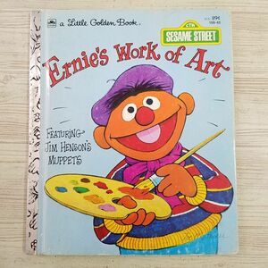  foreign language picture book [ Sesame Street Ernie*s Work of Art] foreign book English picture book little * Golden * book retro picture book 1979 year?