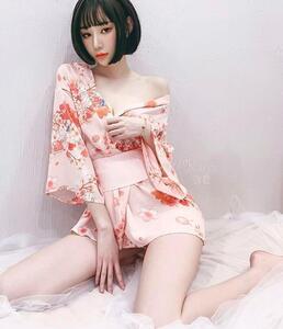 セクシーランジェリー 桜和服 浴衣 エロ可愛いコスプレ衣装 コスチュームセット