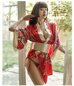 セクシーコスプレ　和服コスプレ衣装セット　豪華　可愛い　エロ衣装一式　着物風　赤