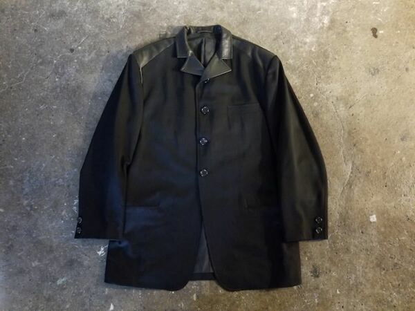 Yohji Yamamoto POUR HOMME/ヨウジヤマモト 2003AW レザー切替4Bジャケット