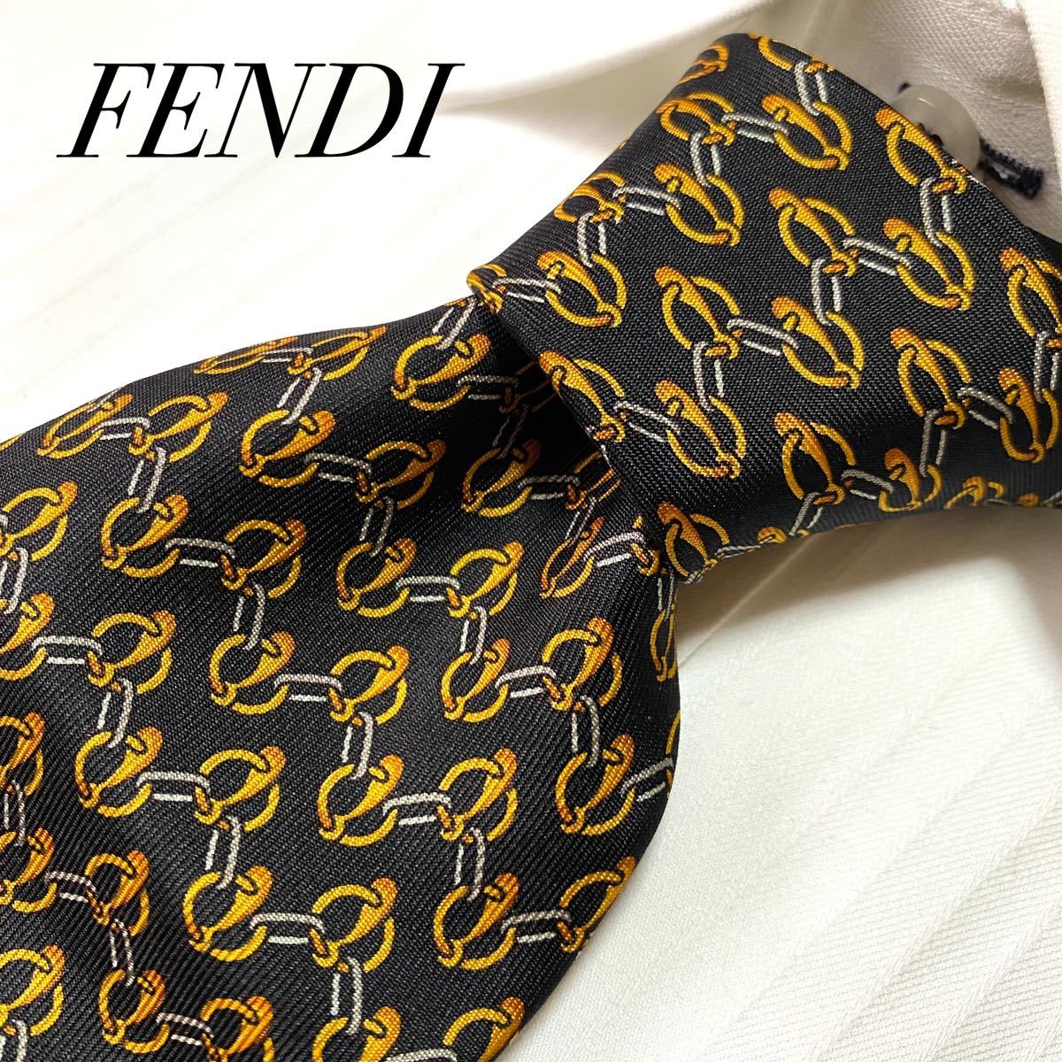 評判 極美品 FENDI フェンディ ネクタイ 高級シルク ズッカ柄 現行タグ setonda.com