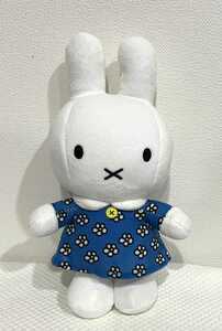 【miffy ミッフィー】ブルー 花柄 ワンピース ドレス ぬいぐるみ 全高約28cm 立ち姿 うさこちゃん タグ無し NW