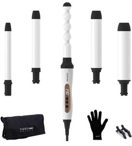 カールアイロン 5-in-1 カール ヘアアイロン セット プロ仕様 マイナスイオン 100℃~230℃ 温度調節 急速加熱 LCDディスプレイ
