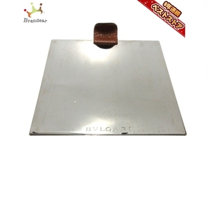 ブルガリ BVLGARI ミラー - 金属素材×レザー シルバー×ブラウン 美品 小物