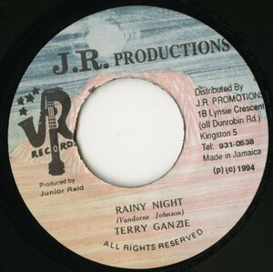 Warn The Nation Riddim：JAMAICA盤 7インチ Terry Ganzie／Rainy Night【J.R. Productions】Junior Reidプロデュース 90s DANCEHALL 試聴