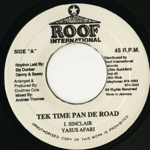 JAMAICA盤 7インチ Yasus Afari／Tek Time Pan De Road【Roof International】90s DANCEHALL DUB POET Deejay 45RPM.の画像1