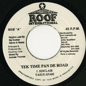 JAMAICA盤 7インチ Yasus Afari／Tek Time Pan De Road【Roof International】90s DANCEHALL DUB POET Deejay 45RPM.