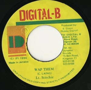 Frog Riddim：JAMAICA盤 7インチ Lt. Stitchie (Lieutenant Stitchie)／Wap Them【Digital-B】早口ダンスホール 90s DANCEHALL 45RPM. 試聴