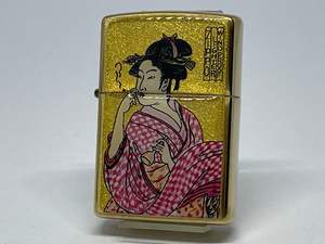 送料無料 ZIPPO[ジッポー]ZP 金箔エポ 煙を吹く女