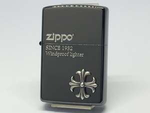 送料無料 ZIPPO[ジッポー]ワンポイントメタル クロス ブラックニッケル 2CM-2