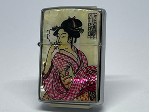 送料無料 ZIPPO[ジッポー]ZP 貝貼りエポ 煙を吹く女