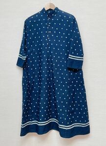 45R umii980 藍染めドットシャツドレス　ワンピース