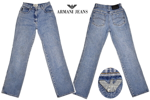 K-3229★ARMANI JEANS アルマーニジーンズ J5J12AZ ECO-BLEACH★正規品 イタリア製 ヴィンテージ加工デニム ストレートジーンズ W25 M相当