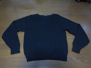 RALPH LAUREN ラルフローレン 長袖ウールケーブルニットセーター 黒 L