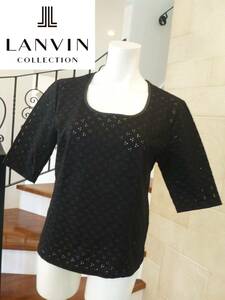  очень красивый товар Lanvin (LANVIN collection) * чёрный черный вышивка рубашка с коротким рукавом 40 L соответствует 