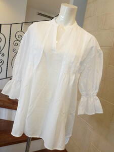  beautiful goods cincuenta( sink enta)* white wrinkle processing blouse pull over blouse L corresponding 