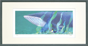ジークレー版画 額装絵画 菜生作 「静かな海の音」 サイズ 400X200mm, 美術品, 版画, その他