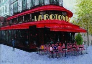 Ölgemälde, Westerngemälde (kann mit Ölgemälderahmen geliefert werden) SM Café Montparnasse in Paris Yoshizu Ishikawa, Malerei, Ölgemälde, Natur, Landschaftsmalerei