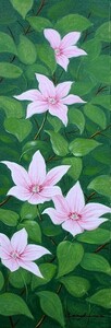 Art hand Auction Oil painting, Western painting (can be delivered with oil painting frame) WF3 Clematis Toshihiko Asakuma, painting, oil painting, still life painting