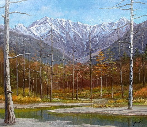 Oil painting, Western painting (can be delivered with oil painting frame) F15 size Kamikochi 2 Kenzo Seki, Painting, Oil painting, Nature, Landscape painting