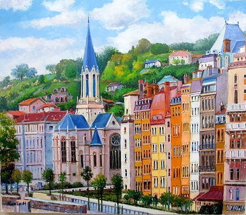 Oil painting, Western painting (can be delivered with oil painting frame) M3 size City of Paris Kunio Hanzawa, Painting, Oil painting, Nature, Landscape painting