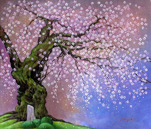 Oil painting, Western painting (can be delivered with oil painting frame) F10 Light ink cherry blossoms 2 Ryuichi Nakagaki, painting, oil painting, Nature, Landscape painting