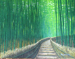 Art hand Auction Pintura al óleo, Cuadro occidental (entrega posible con marco de pintura al óleo) WF3 Bamboo Forest 3 de Ippei Shinyashiki, Cuadro, Pintura al óleo, Naturaleza, Pintura de paisaje