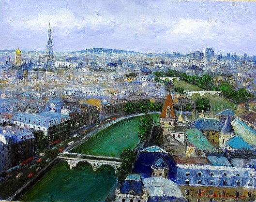 Pintura al óleo, Cuadro occidental (se puede entregar con marco para óleo) tamaño P3 Tejados de París, Río Sena de Koji Nakajima, Cuadro, Pintura al óleo, Naturaleza, Pintura de paisaje