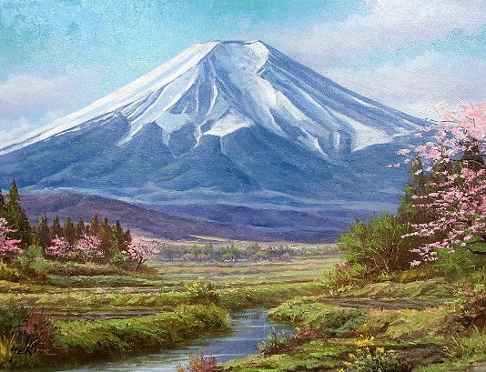 Oil painting, Western painting (can be delivered with oil painting frame) No. F3 Fuji Kenzo Seki, painting, oil painting, Nature, Landscape painting