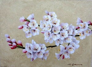 油彩画 洋画 (油絵額縁付きで納品対応可) P3号 「桜」 安田 英明
