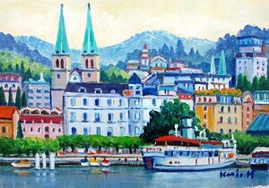 Art hand Auction Картина маслом, Картина в стиле вестерн (возможна поставка с рамой для масляной живописи) P10 Люцерн Кунио Ханзава, рисование, картина маслом, Природа, Пейзаж