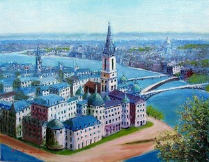 Art hand Auction Oil painting, Western painting (delivery possible with oil painting frame) WSM View of the Danube Koji Nakajima, Painting, Oil painting, Nature, Landscape painting