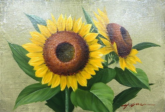 Oil painting, Western painting (delivery available with oil painting frame) P8 size Sunflower Hideaki Yasuda, Painting, Oil painting, Still life