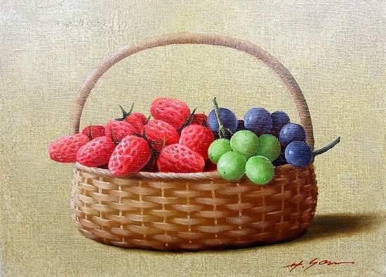 Oil painting, Western painting (delivery possible with oil painting frame) F4 size Fruits Hideaki Yasuda, Painting, Oil painting, Still life