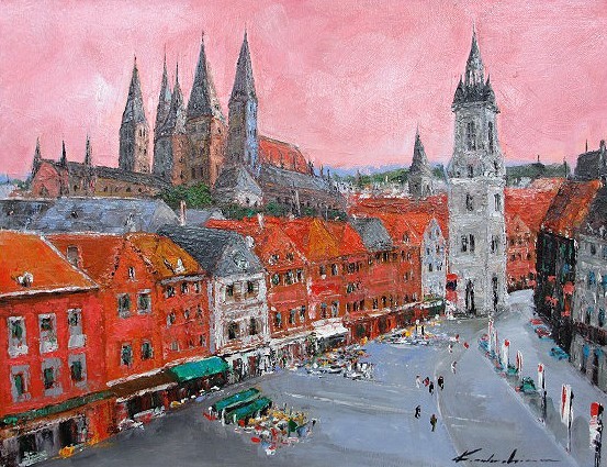 Oil painting, Western painting (can be delivered with oil painting frame) No. F4 Notre Dame Cathedral Koji Nakajima, painting, oil painting, Nature, Landscape painting