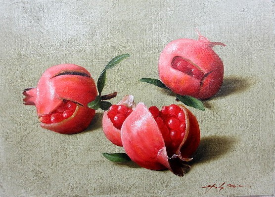 Oil painting, Western painting (delivery available with oil painting frame) F10 size Pomegranate Hideaki Yasuda, Painting, Oil painting, Still life