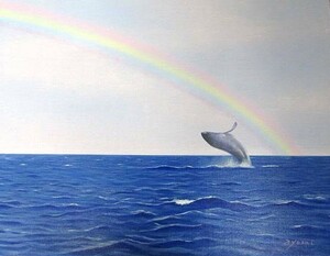 油彩画 洋画 (油絵額縁付きで納品対応可) F15号 「虹のある風景３」 白鳥あゆみ