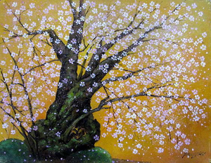 Art hand Auction Pintura al óleo, Pintura occidental (entrega disponible con marco de pintura al óleo) F20 Light Ink Cherry Blossoms 1 Ryuichi Nakagaki, Cuadro, Pintura al óleo, Naturaleza, Pintura de paisaje