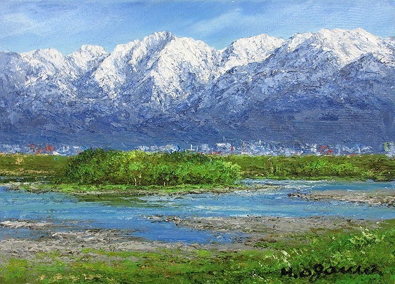 油画, 西洋画(可配油画框配送)P6立山山脉 小川久雄, 绘画, 油画, 自然, 山水画