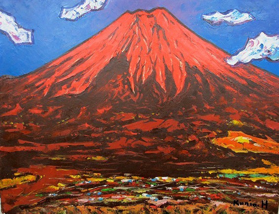 Pintura al óleo, Pintura occidental (entrega disponible con marco de pintura al óleo) P20 Red Fuji Kunio Hanzawa, Cuadro, Pintura al óleo, Naturaleza, Pintura de paisaje